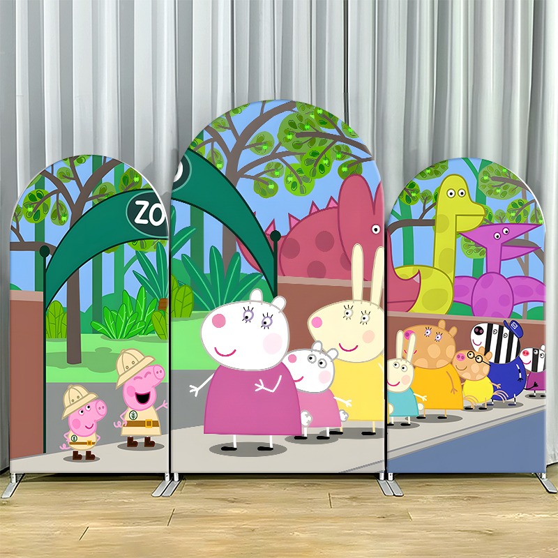 Wedding Zoo - 2D 플랫 아치형 배경 커버 싱글